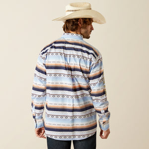 Ariat Men's Team Logo Deacon Classic Fit Long Sleeve Shirt, Blue|Light Green