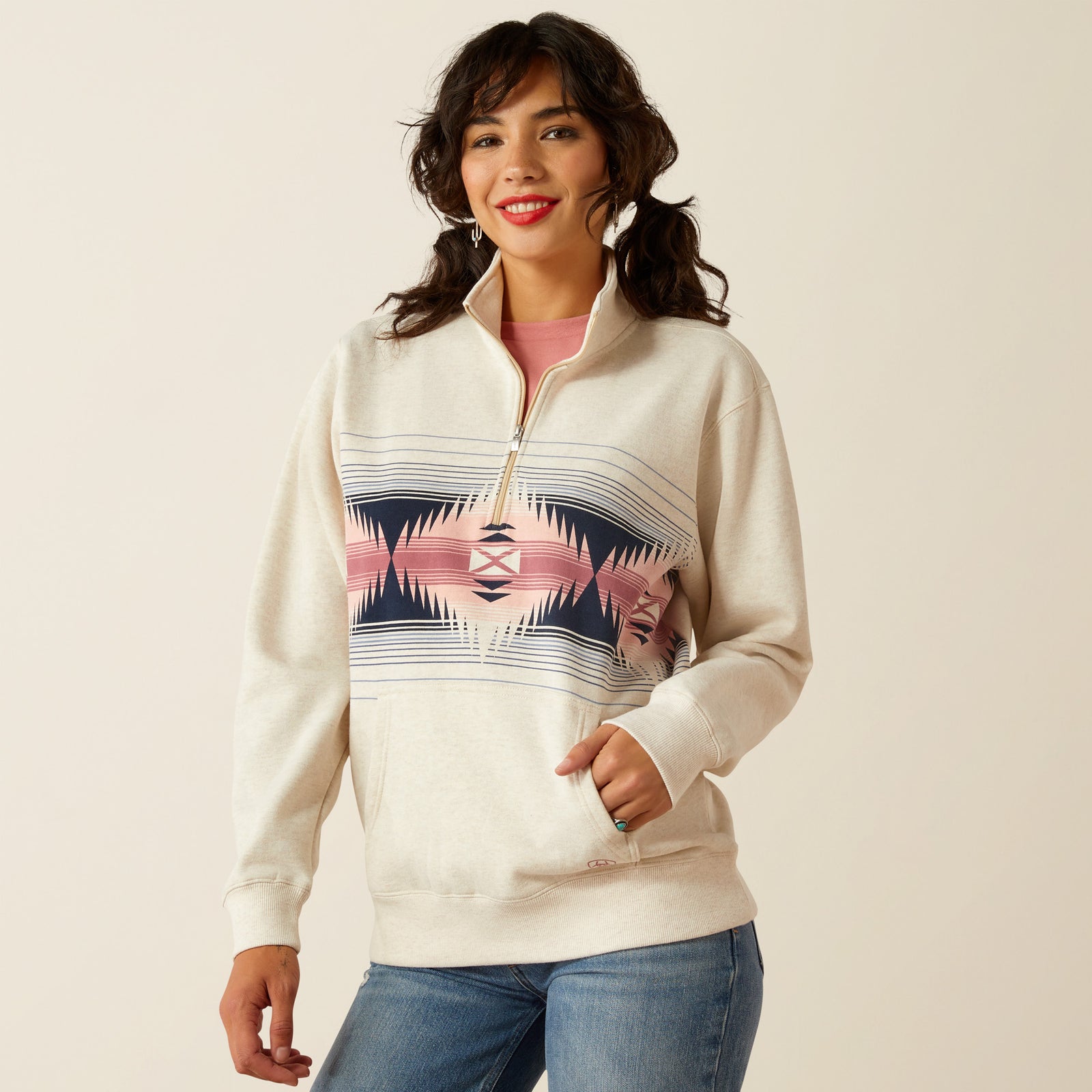 Ariat Women's June 1/2 Zip Sweatshirt, Oatmeal Heather