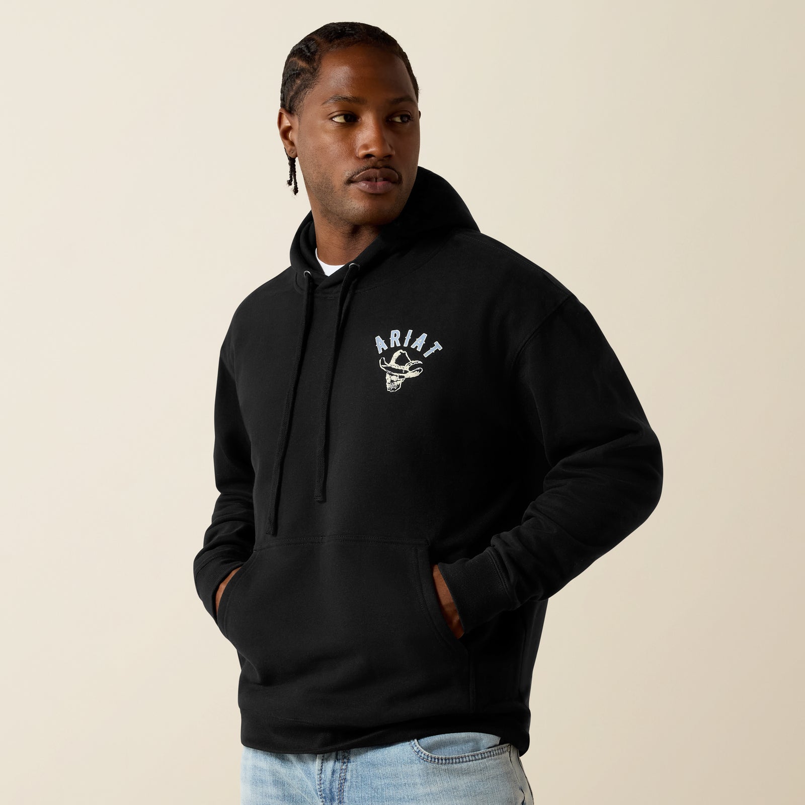 Ariat Men's Ariat Stitched Skull Hoodie, Black