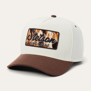 Stetson Cowhide Patch Trucker Cap, Off White / Brown