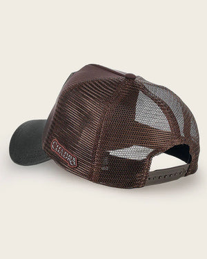 Cuadra Unisex Bovine Leather Python Metal Patch Cap, Brown