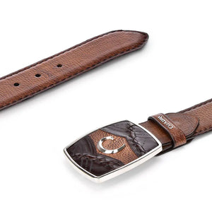 Cuadra Men's Deer Leather Belt, Almond
