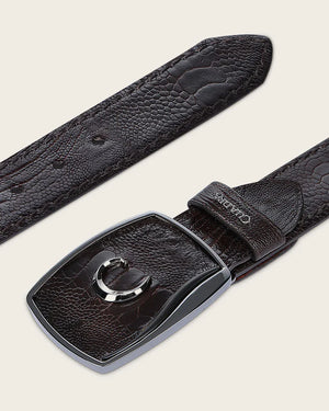 Cuadra Men's Ostrich Leg Leather Belt, Brown