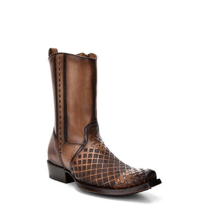 Cuadra Men's Bovine Leather Narrow Square Toe Zipper Boot, Maple