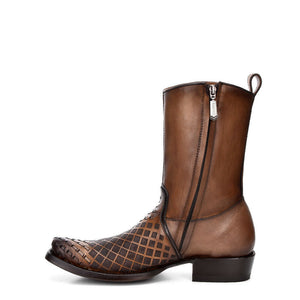 Cuadra Men's Bovine Leather Narrow Square Toe Zipper Boot, Maple