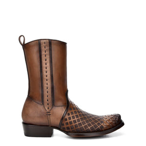 Cuadra Men's Bovine Leather Narrow Square Toe Zipper Boot, Maple