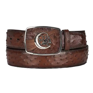 Cuadra Men's Ostrich Leather Belt, Moroni Chestnut