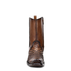 Cuadra Men's Bovine Leather Narrow Square Toe Zipper Boot, Maple