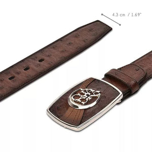 Cuadra Men's Ostrich Leather Belt, Moroni Chestnut