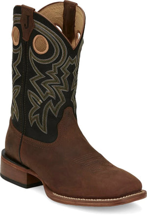 Justin Men's Big News 11" Wide Square Toe Western Boots, Distressed Brown