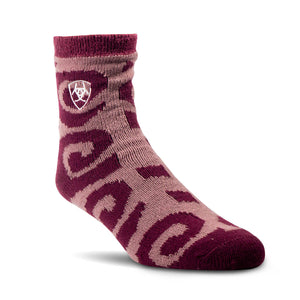 Ariat Unisex Cozy Aloe House Crew Socks, Windsor Wine