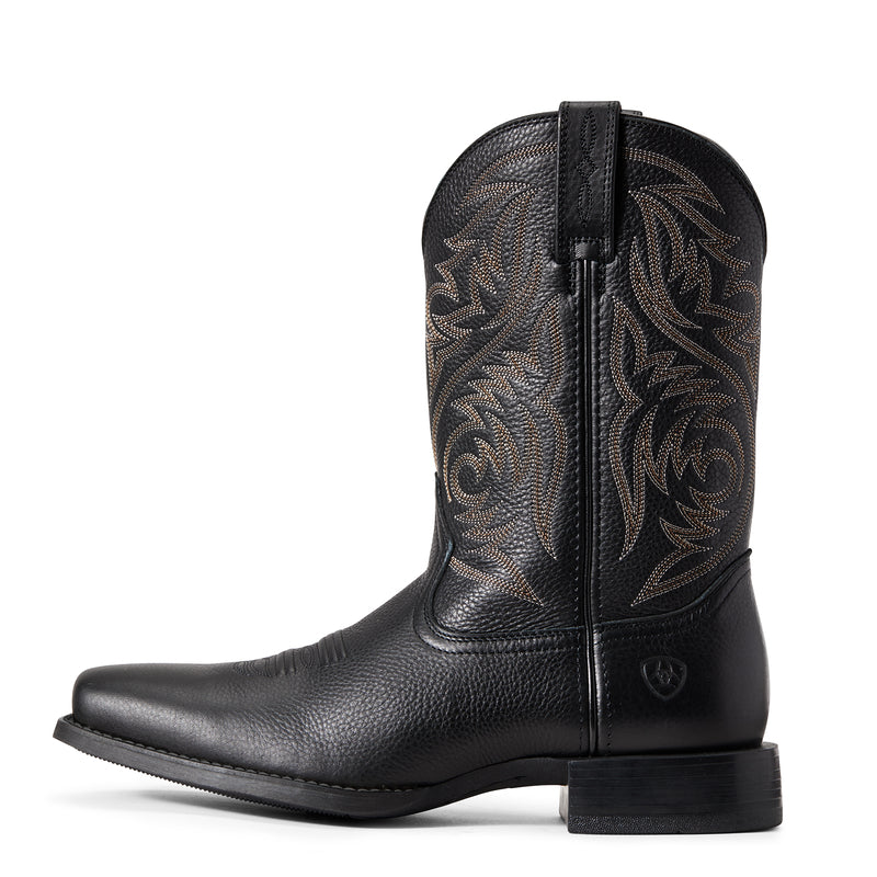 Ariat Men's Sport Herdsman Western Boot, Black Deertan