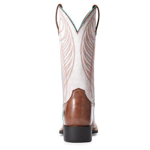 Ariat Women's Round Up Wide Square Toe, Leather Brown/Crackled White