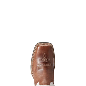 Ariat Women's Round Up Wide Square Toe, Leather Brown/Crackled White