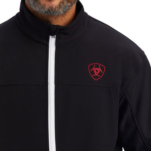 SKU # 10039009 Description  Limited Edition Ariat Mexico Jacket!  Available in size XS-XXL.  Men's Ariat New Team Softshell Mexico Brand SMU, Black