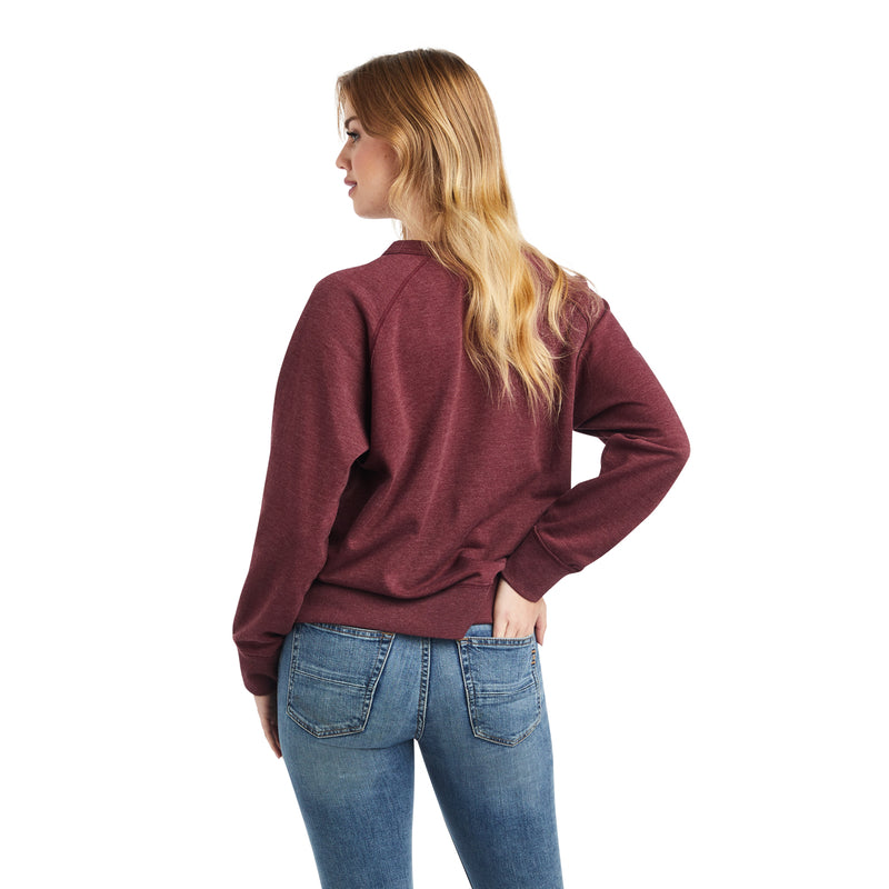 Ariat Women's Desert Ride Crew Sweatshirt, Maroon Banner