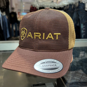 Ariat Men's Flexfit Embroidered Logo Snapback Cap, Brown Khaki